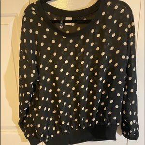 New Directions Poka Dot Black and White Blouse